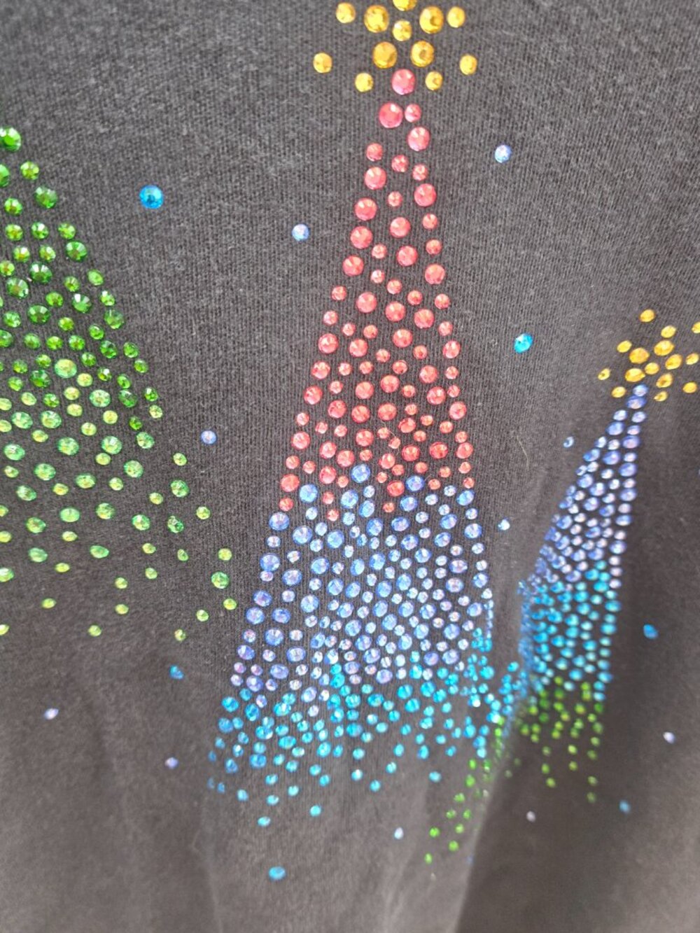 Quacker Factory Black Beaded Christmas Trees 100% Cotton 3/4th Sleeved Top 1x - Picture 10 of 11